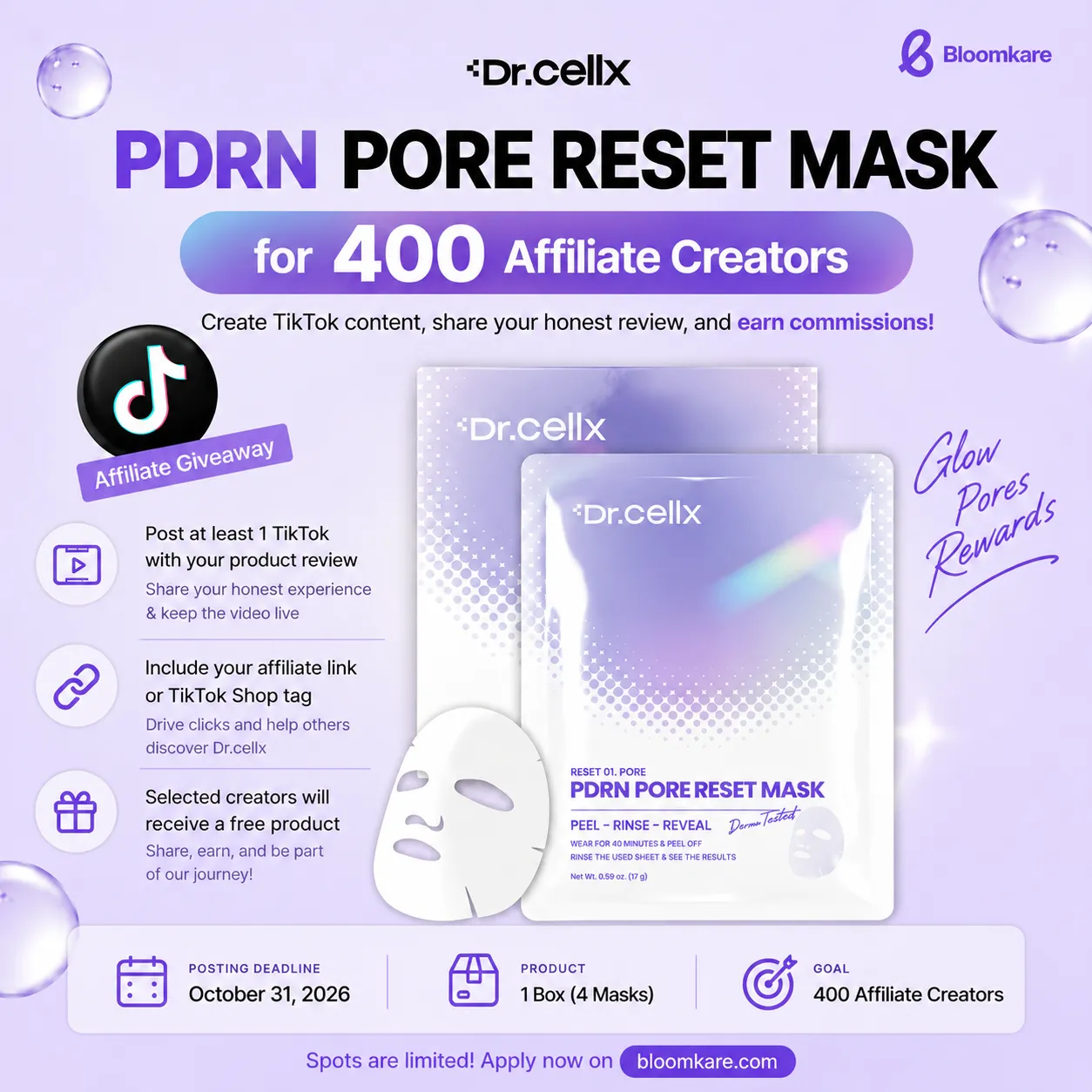 📍Affiliate campaign Dr.cellx PDRN Pore Reset Mask